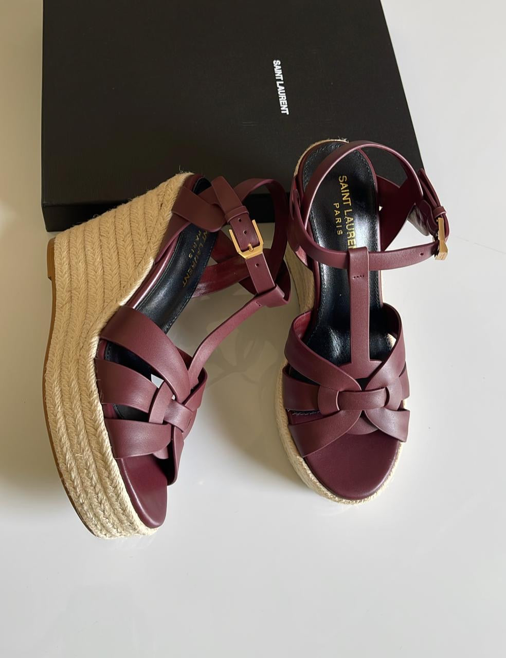 Ysl sandals heels - wedges maroon