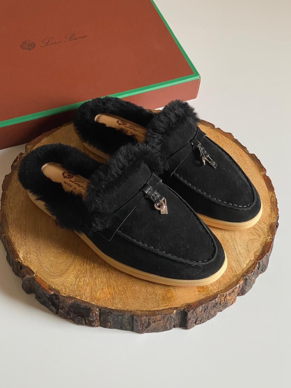 Loro piana mules with fur