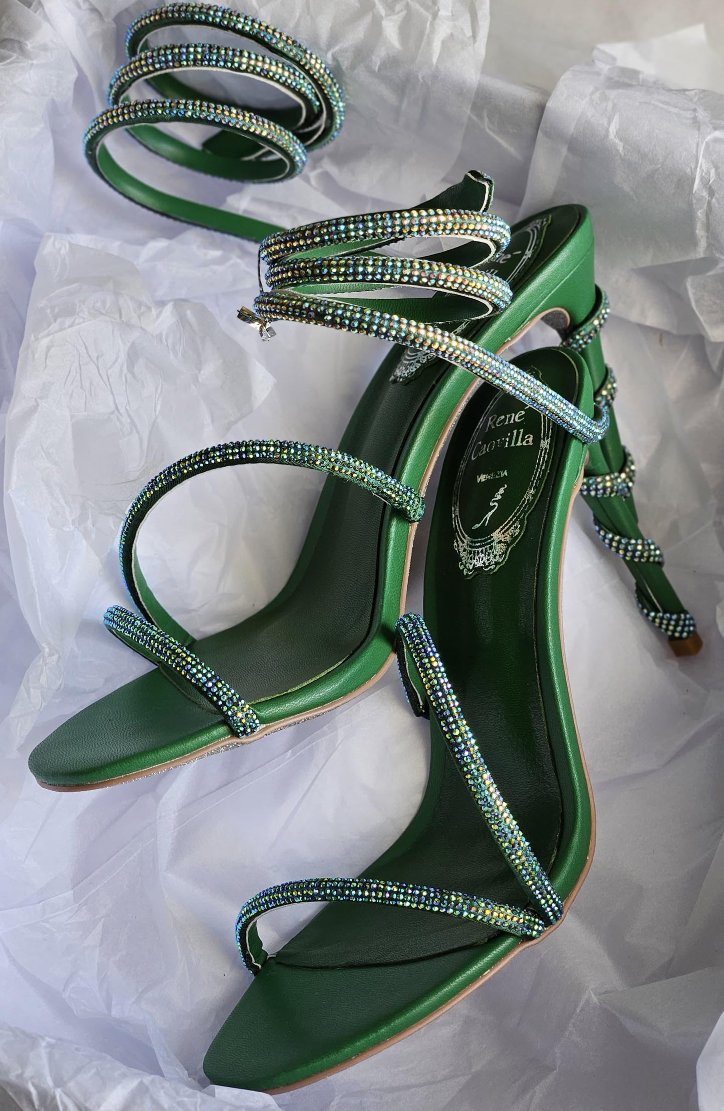 Rene caovilla sandals heels - green