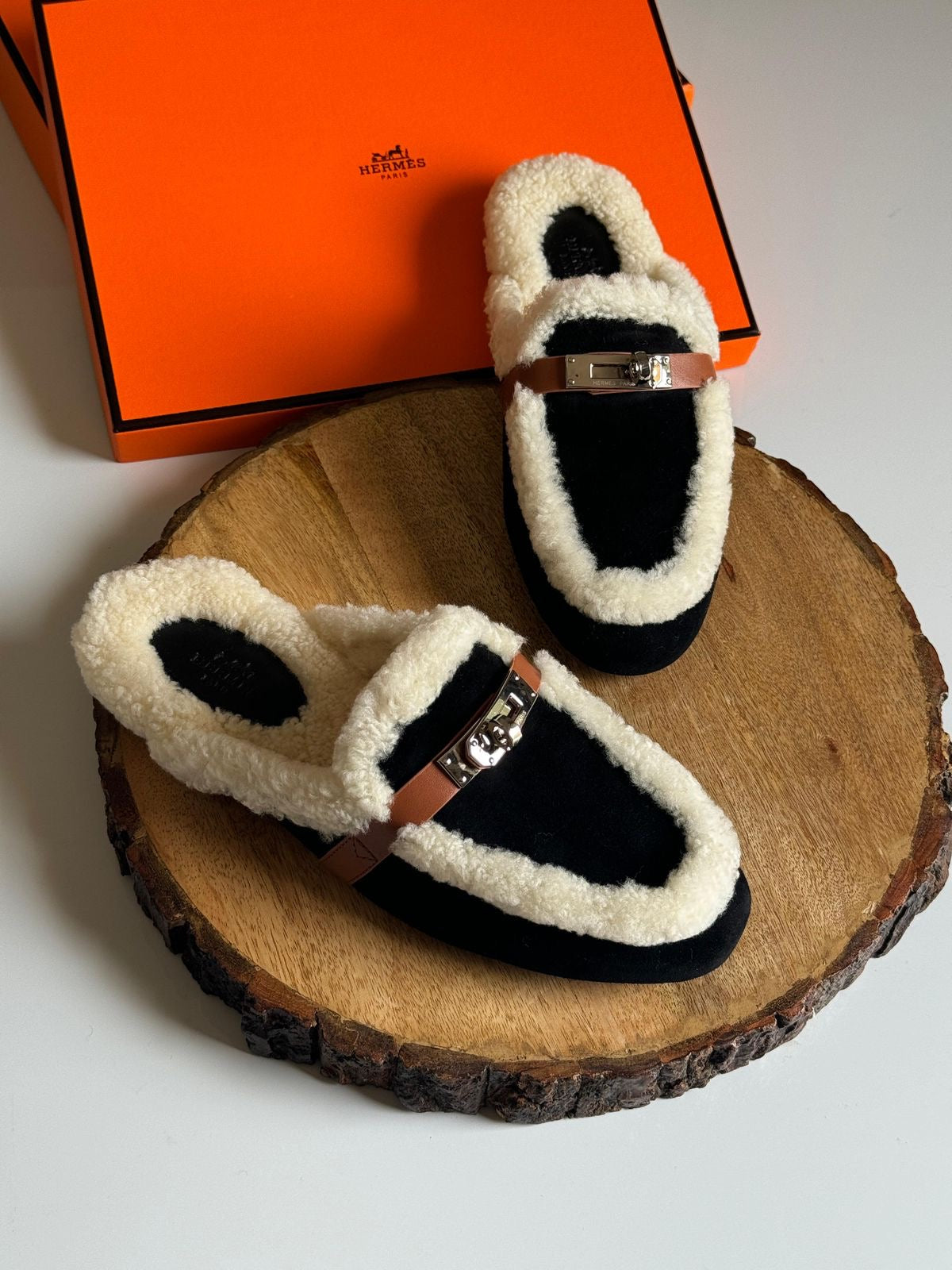 Hermes mules - fur