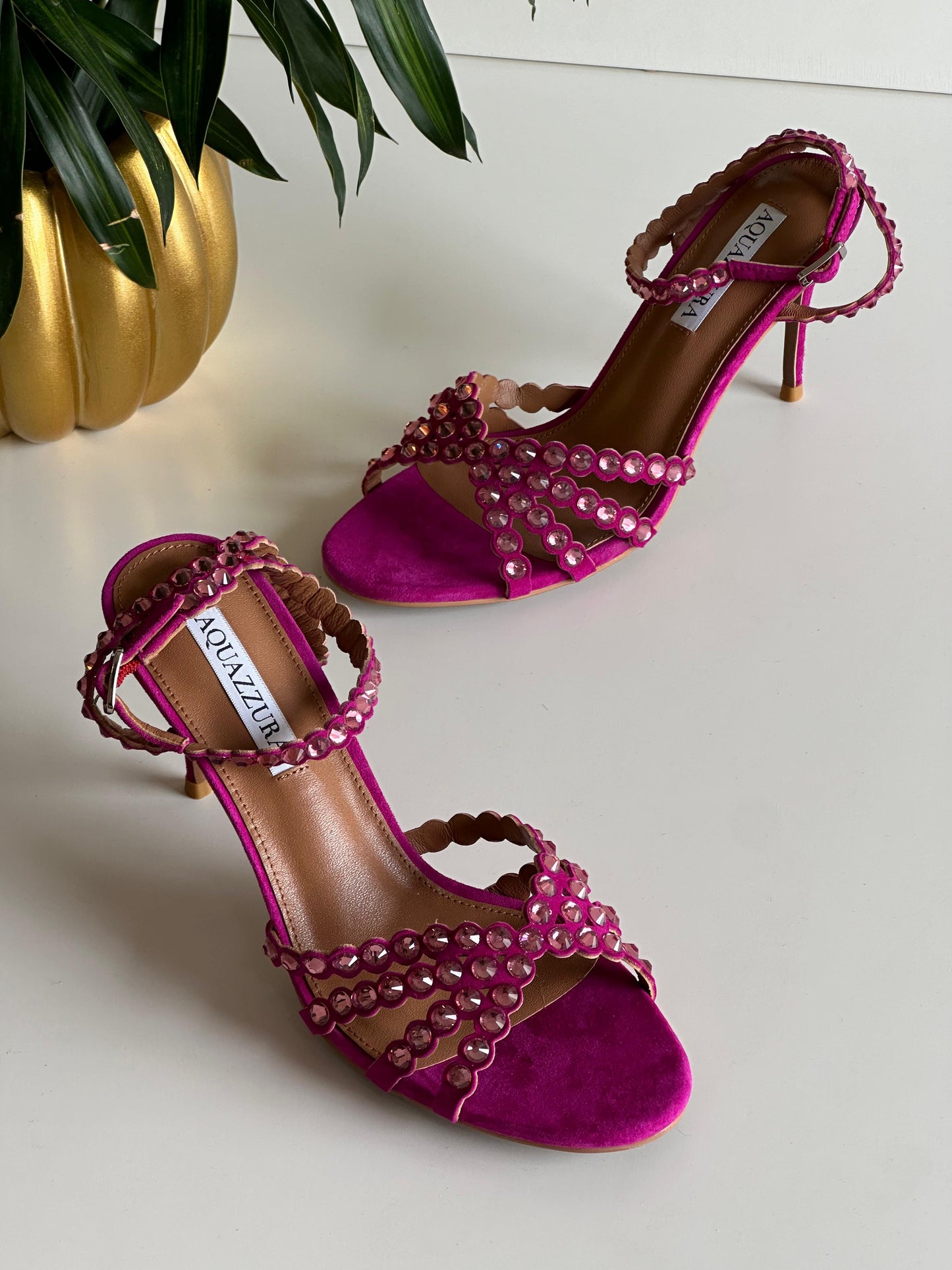 Aquazurra sandals heels hot pink