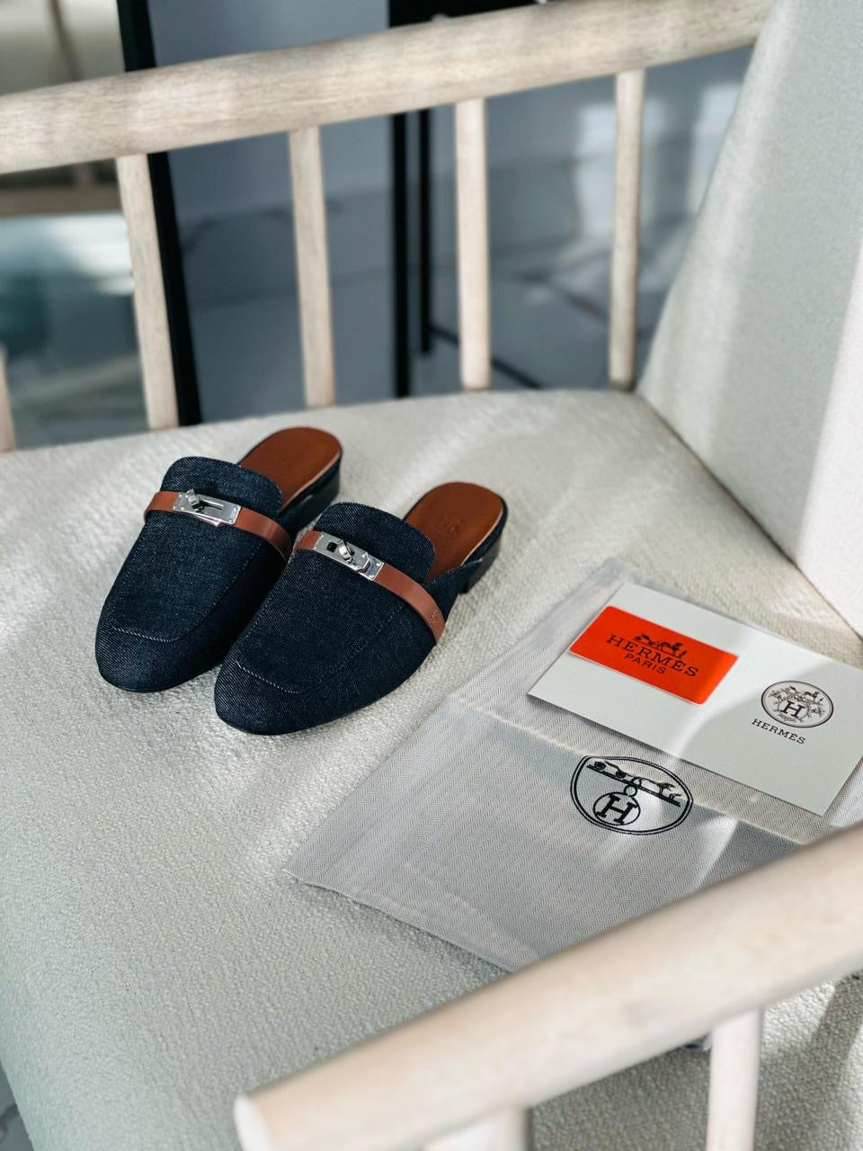 Hermes mules denim