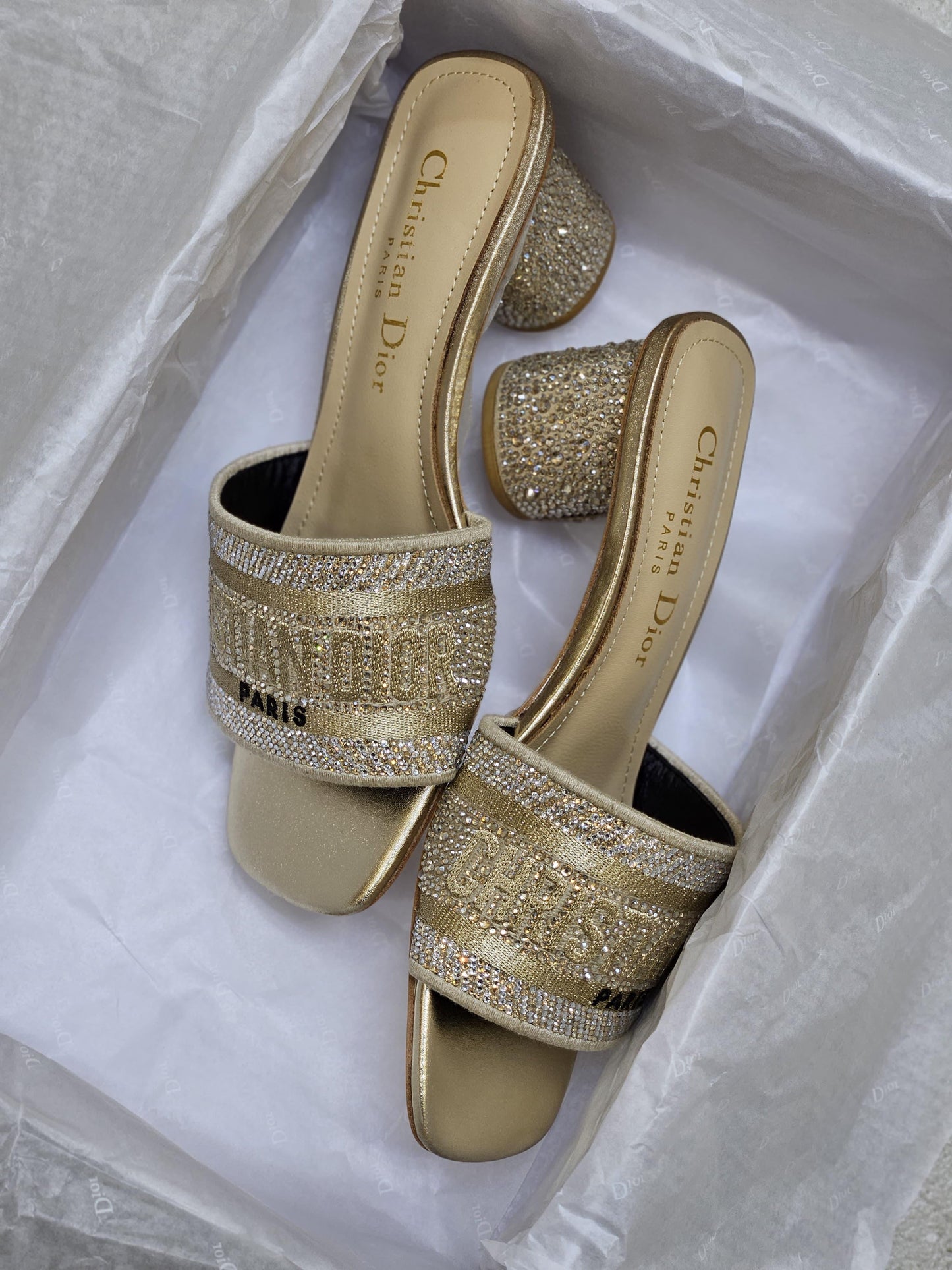 Dior sandals heels - gold