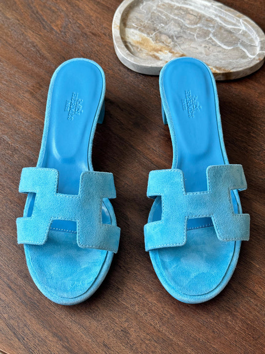 Hermes sandals heels  - blue suede