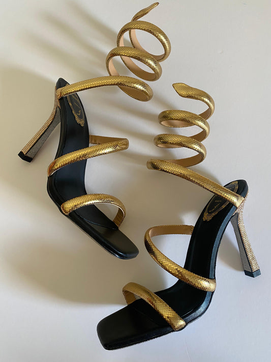 Rene caovilla sandals heels gold