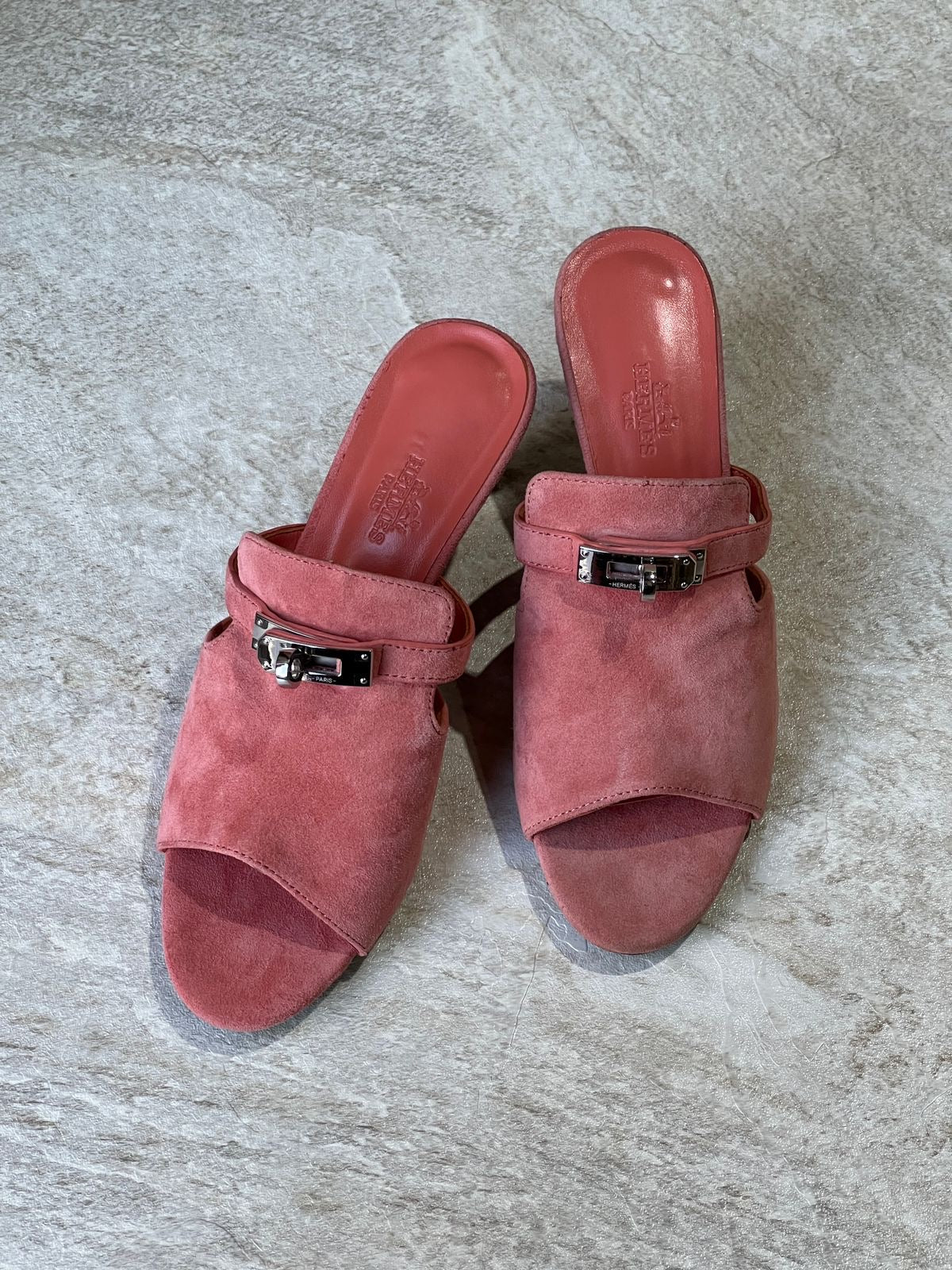 Hermes sandals heels - pink