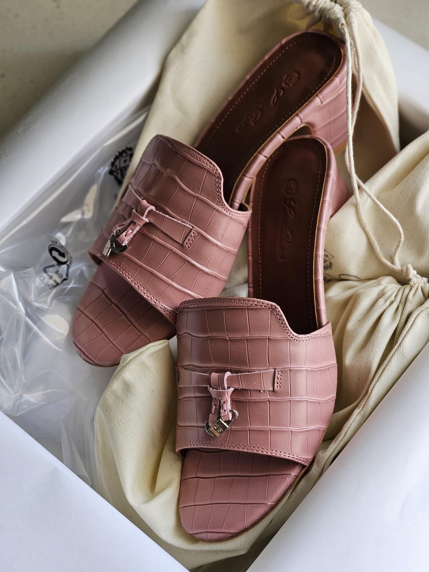 Loro piana sandals heels pink