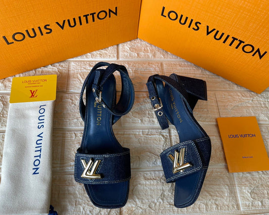 Lv sandals heels blue denim