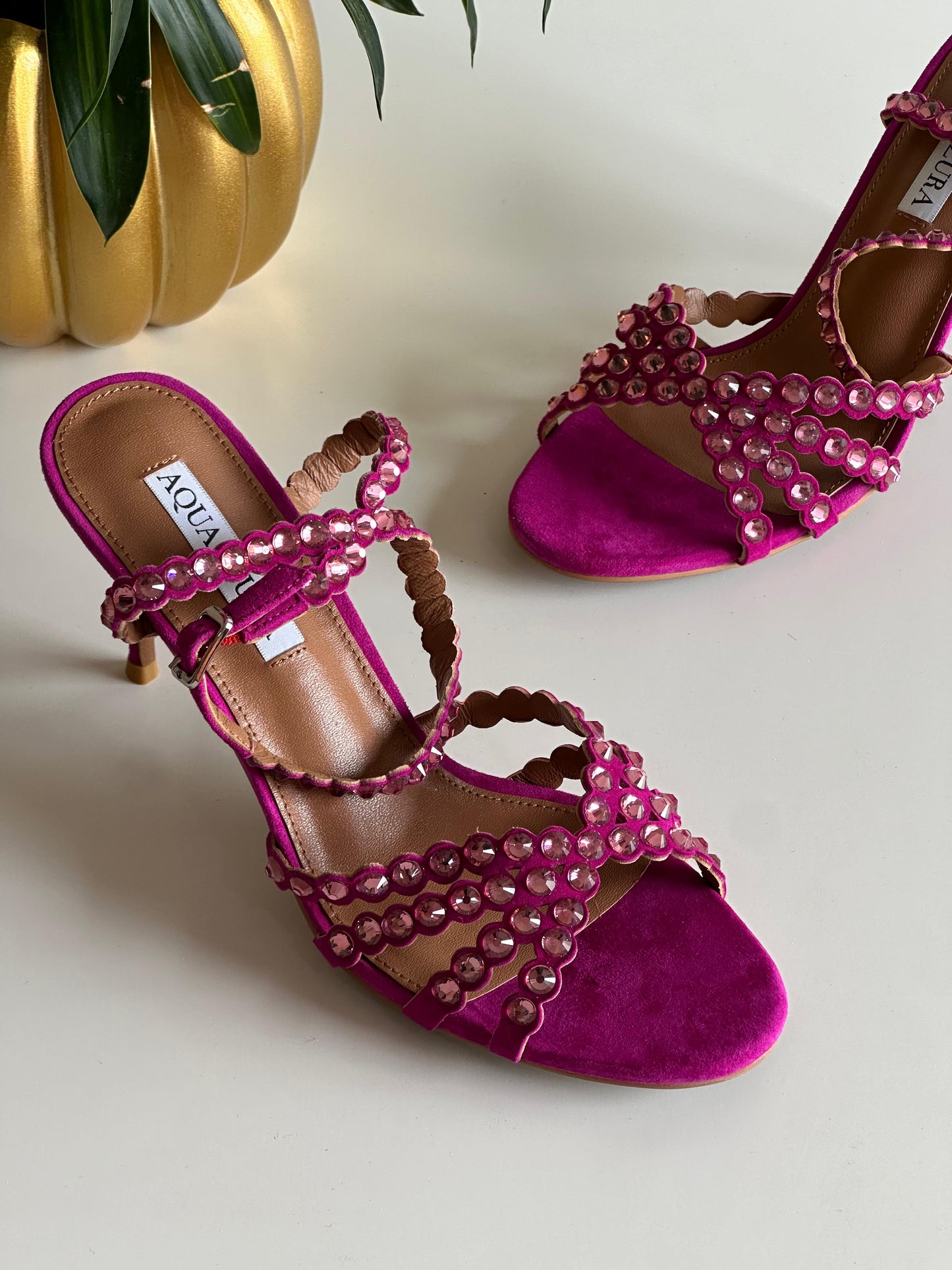 Aquazurra sandals heels hot pink