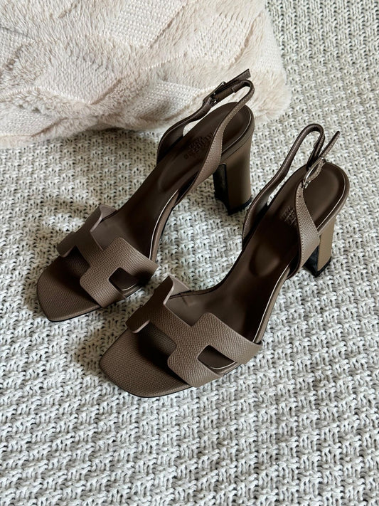 Hermes sandals heels - taupe