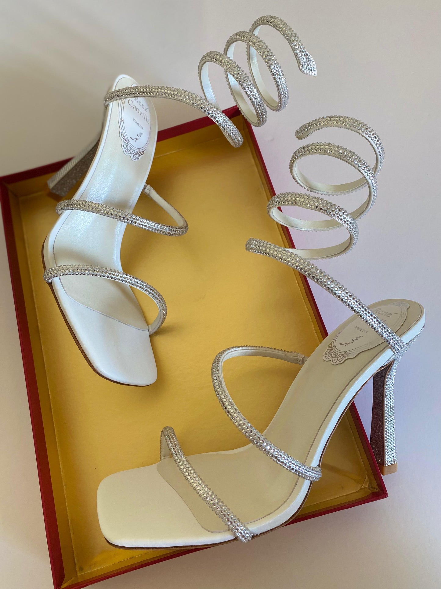 Rene caovilla sandals heels white