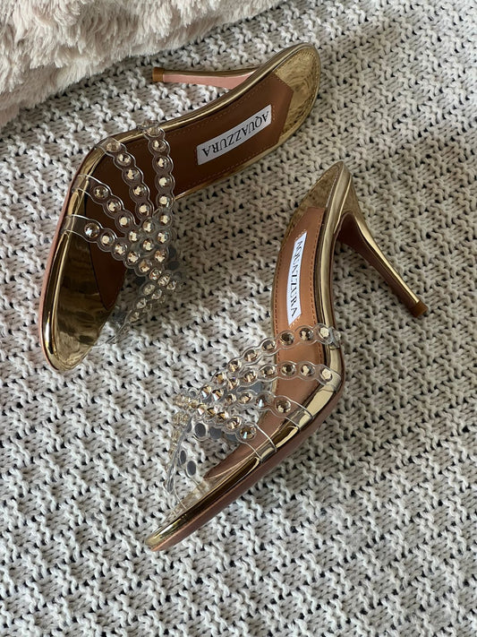 Aquazurra sandals heels- gold