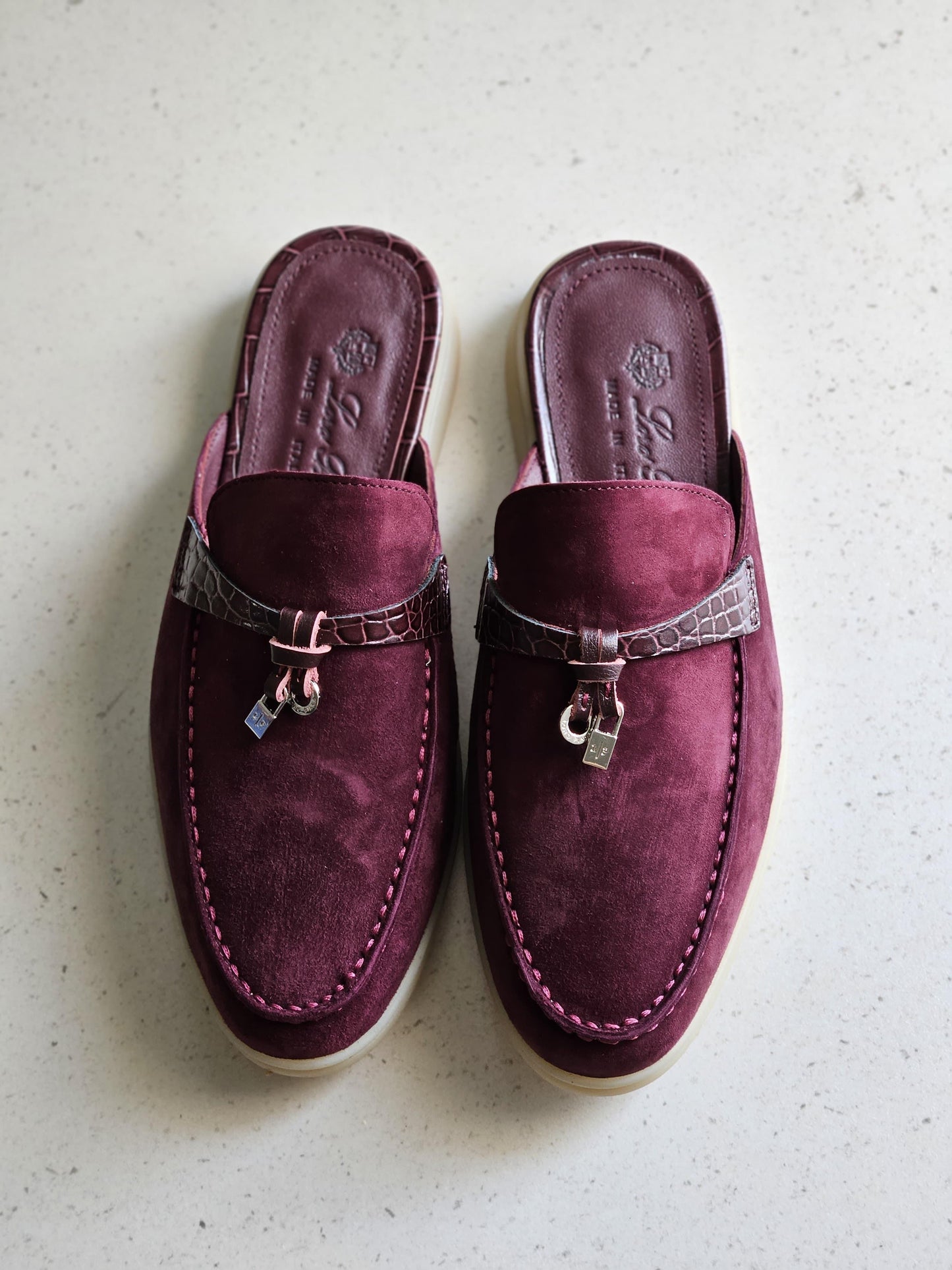 Loro piana mules  - crocodile maroon