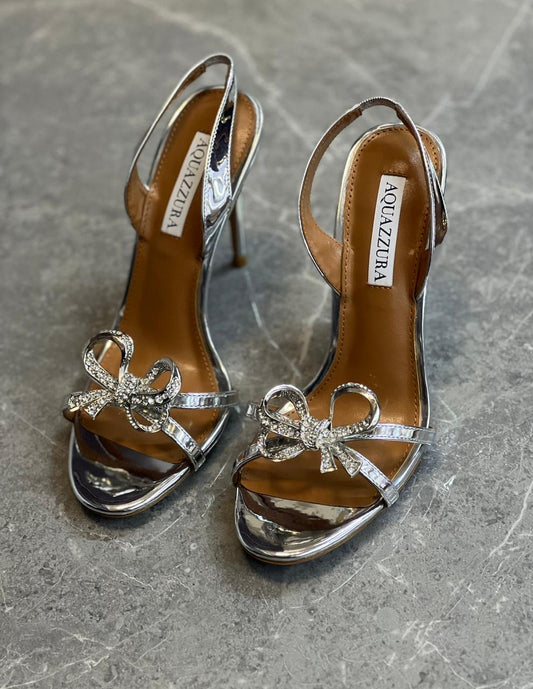 Aquazurra sandals heels silver