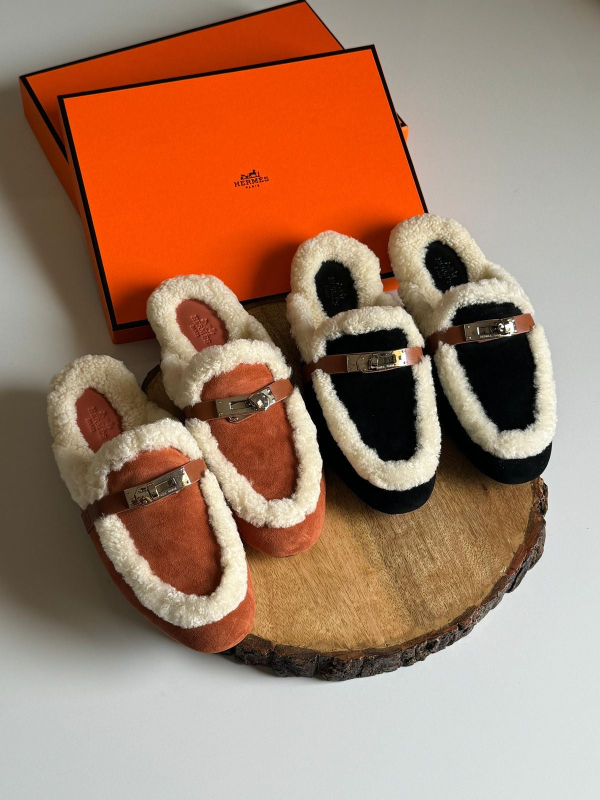 Hermes mules - fur