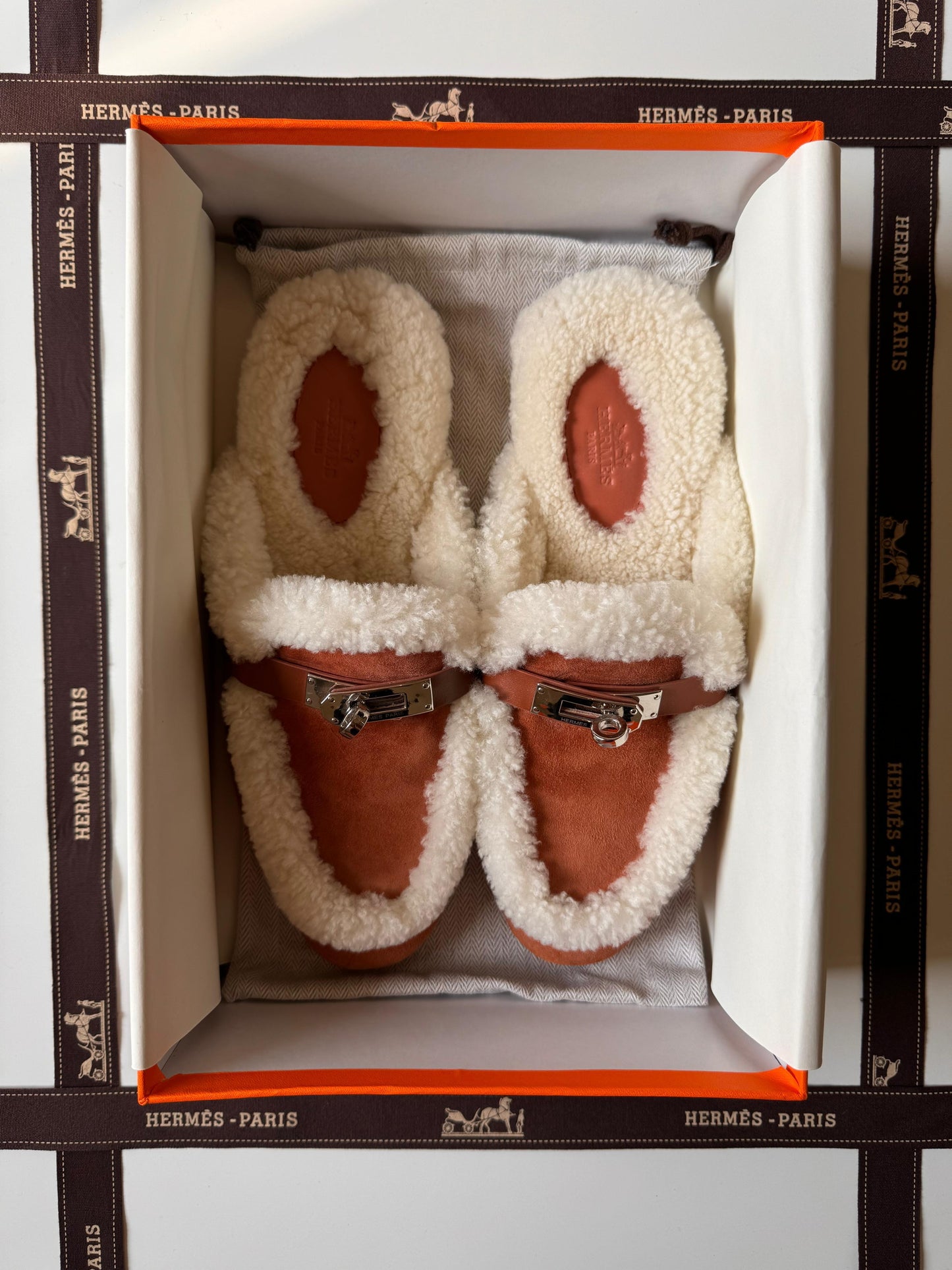 Hermes mules with fur