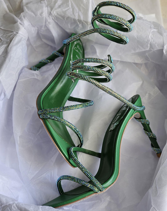 Rene caovilla sandals heels - green