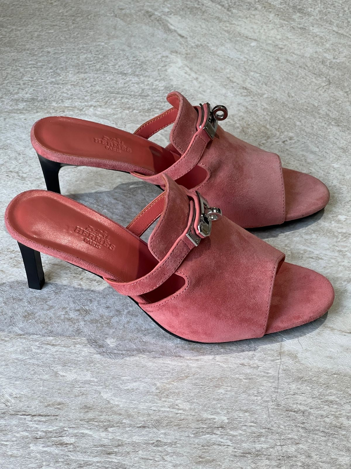 Hermes sandals heels - pink