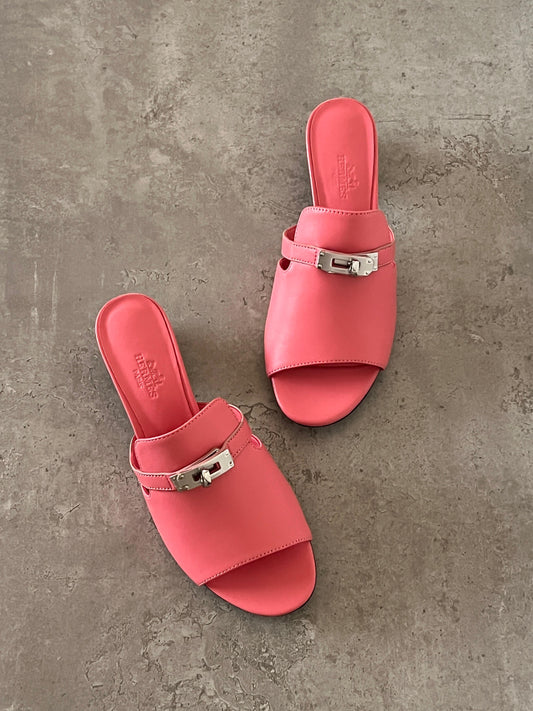 Hermes sandals heels hot pink