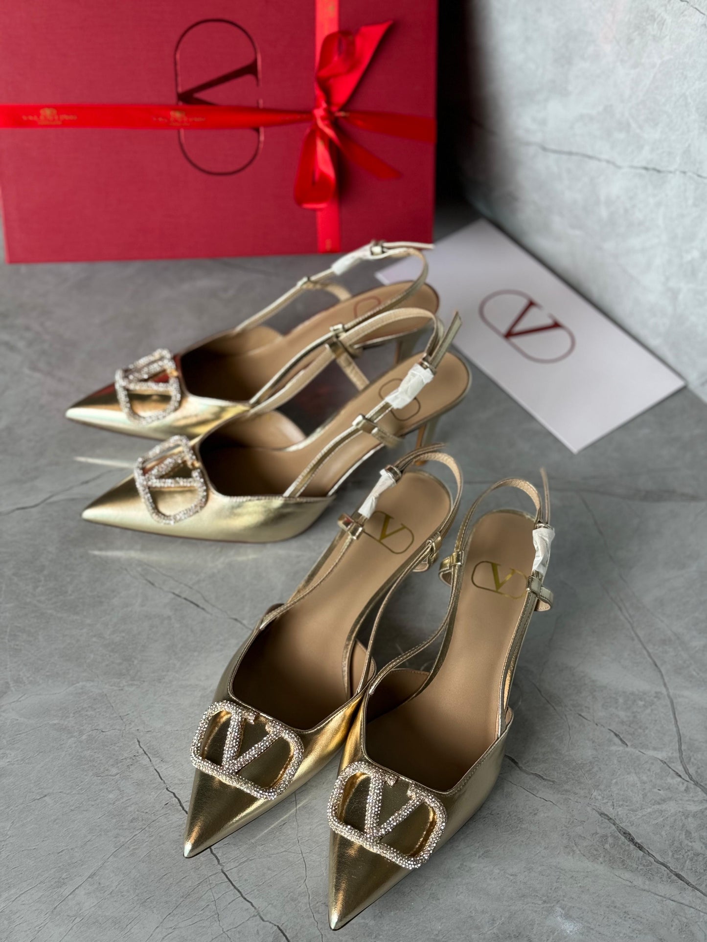 Valentino heels gold