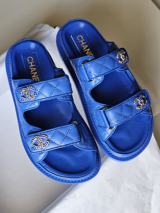 Chanel slippers blue