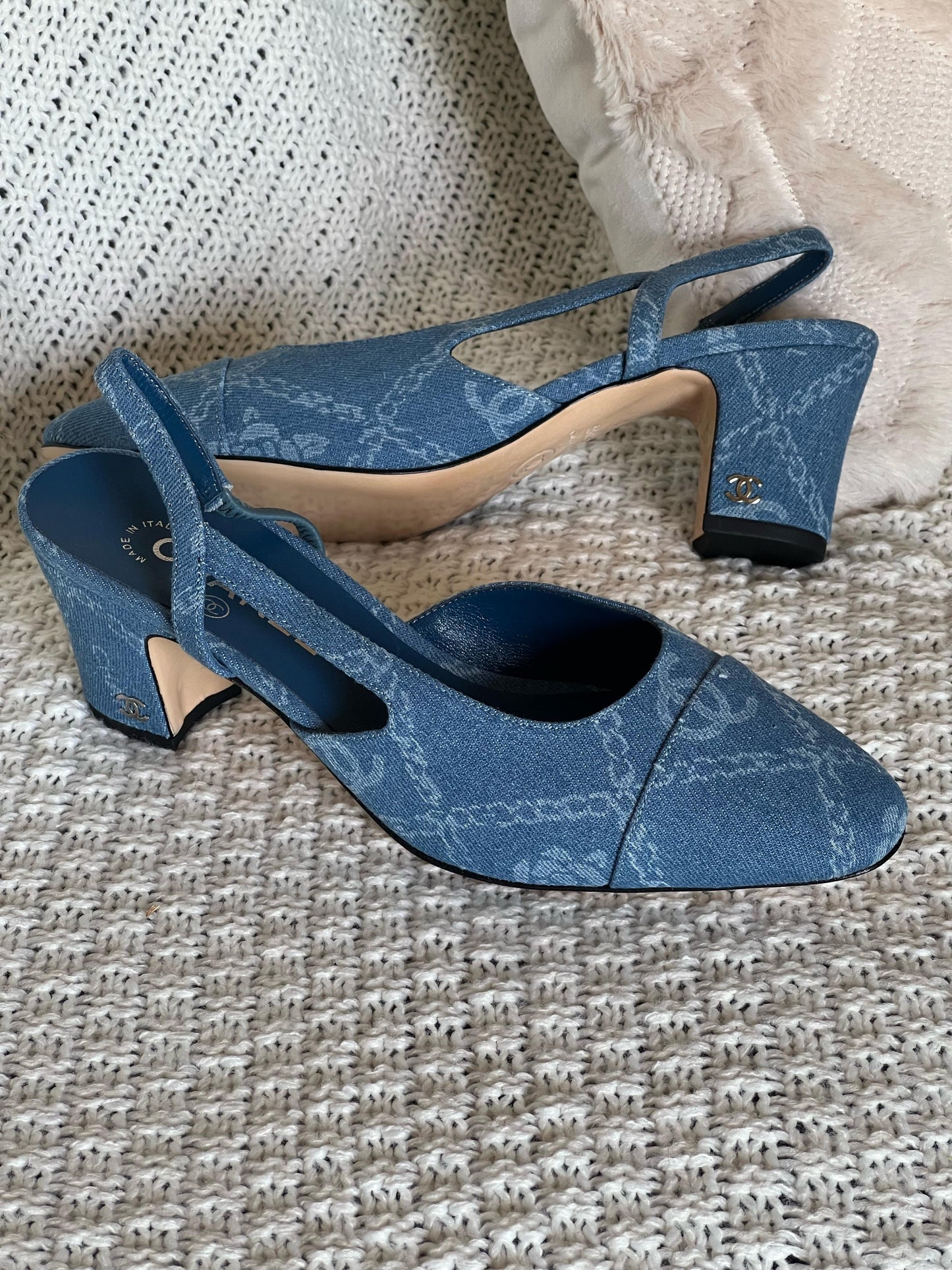 Chanel heels - blue denim