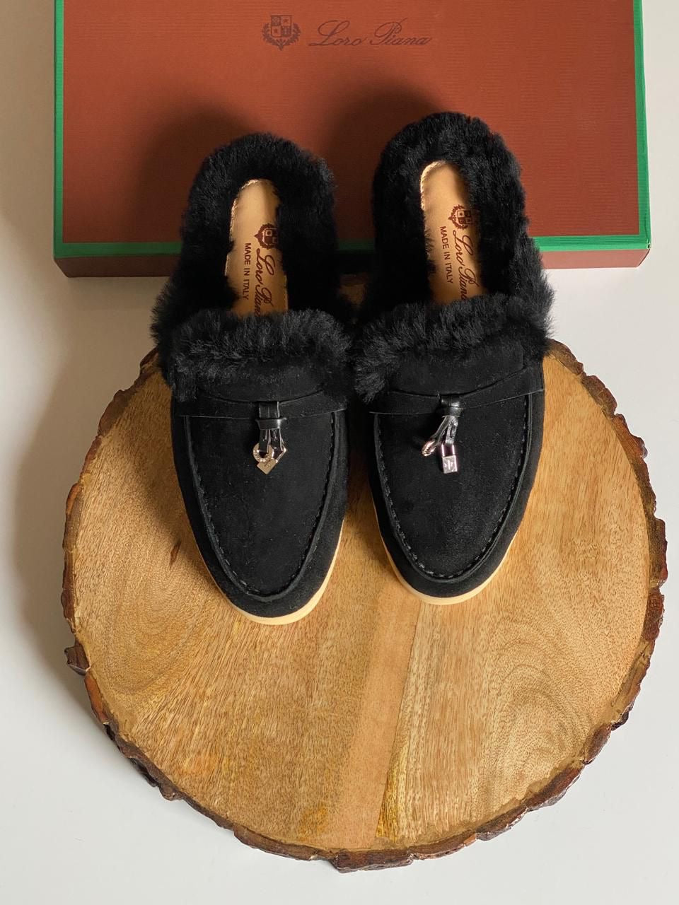 Loro piana mules with fur