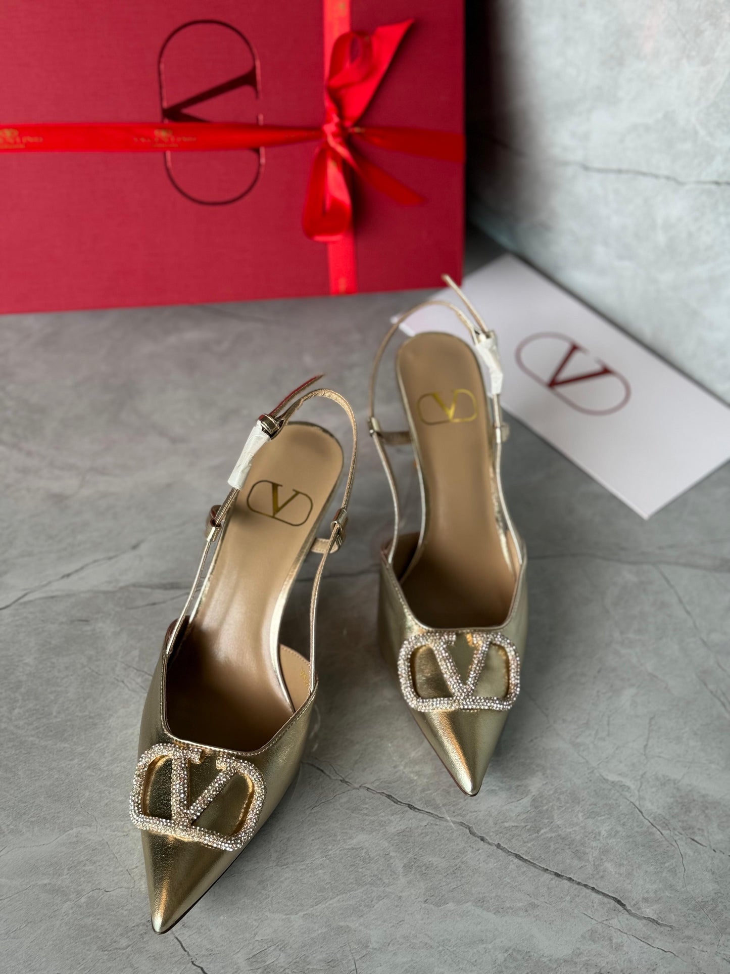 Valentino heels gold