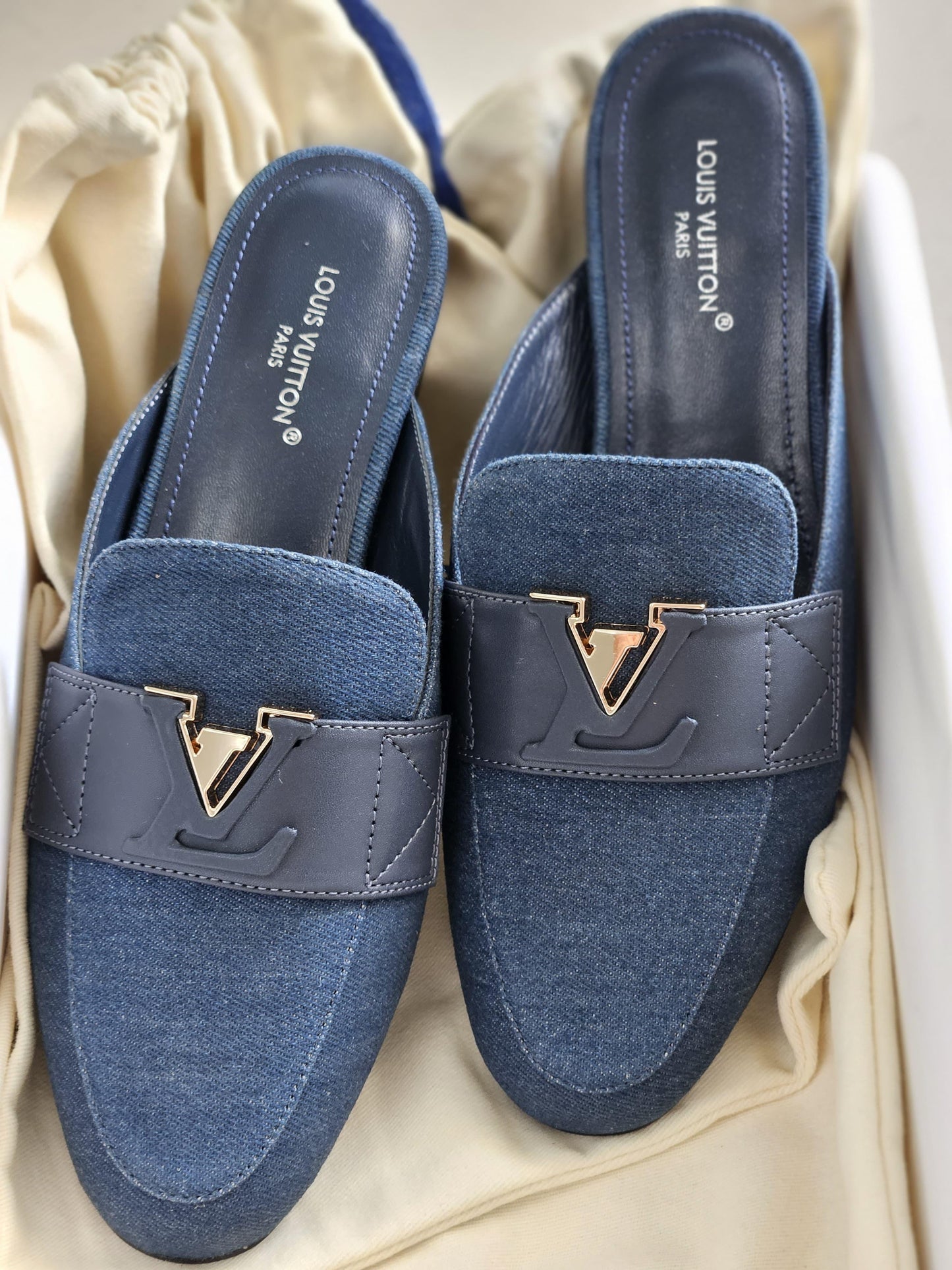 Lv mules  - suede navy blue