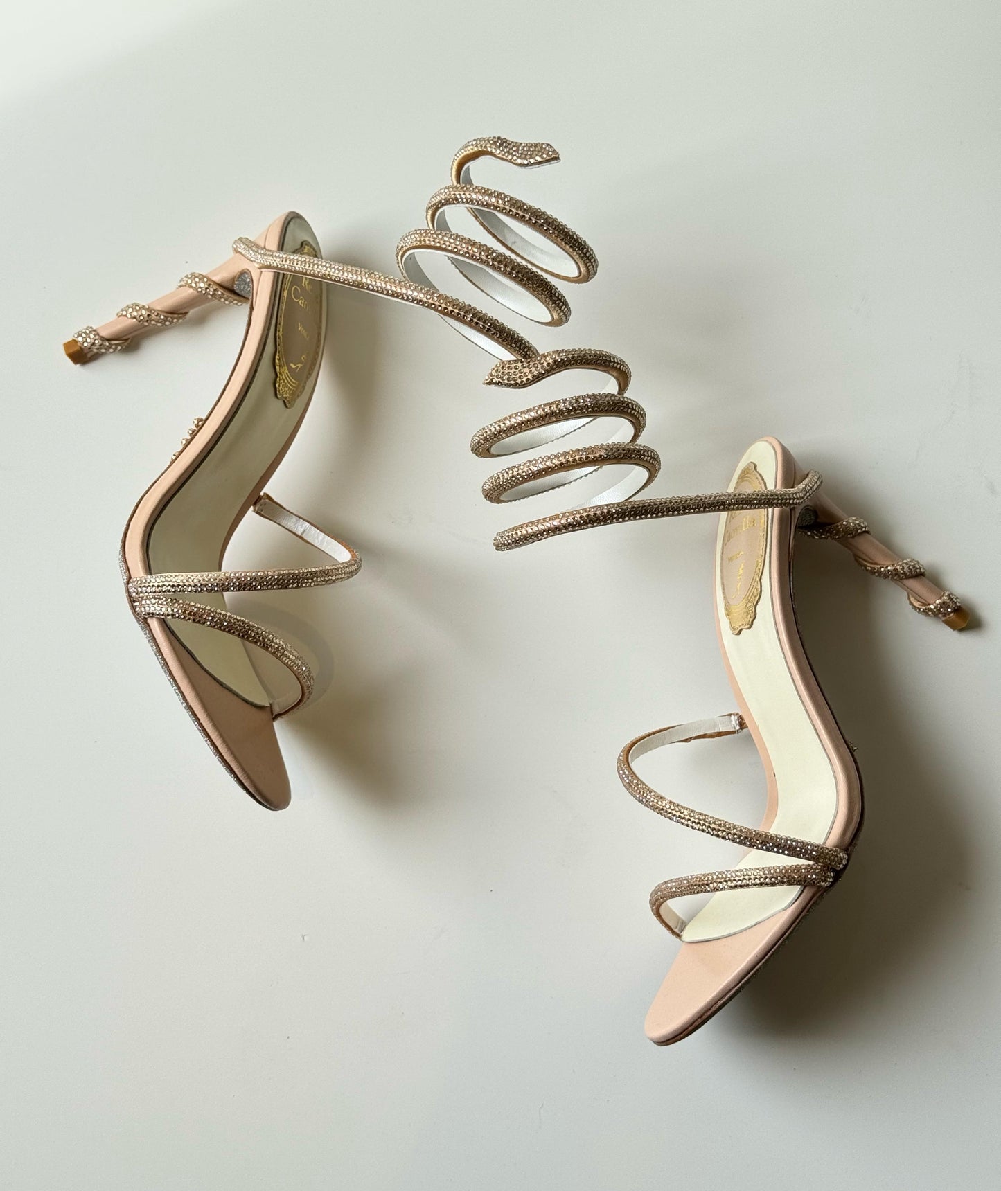 Rene caovilla sandals heels nude