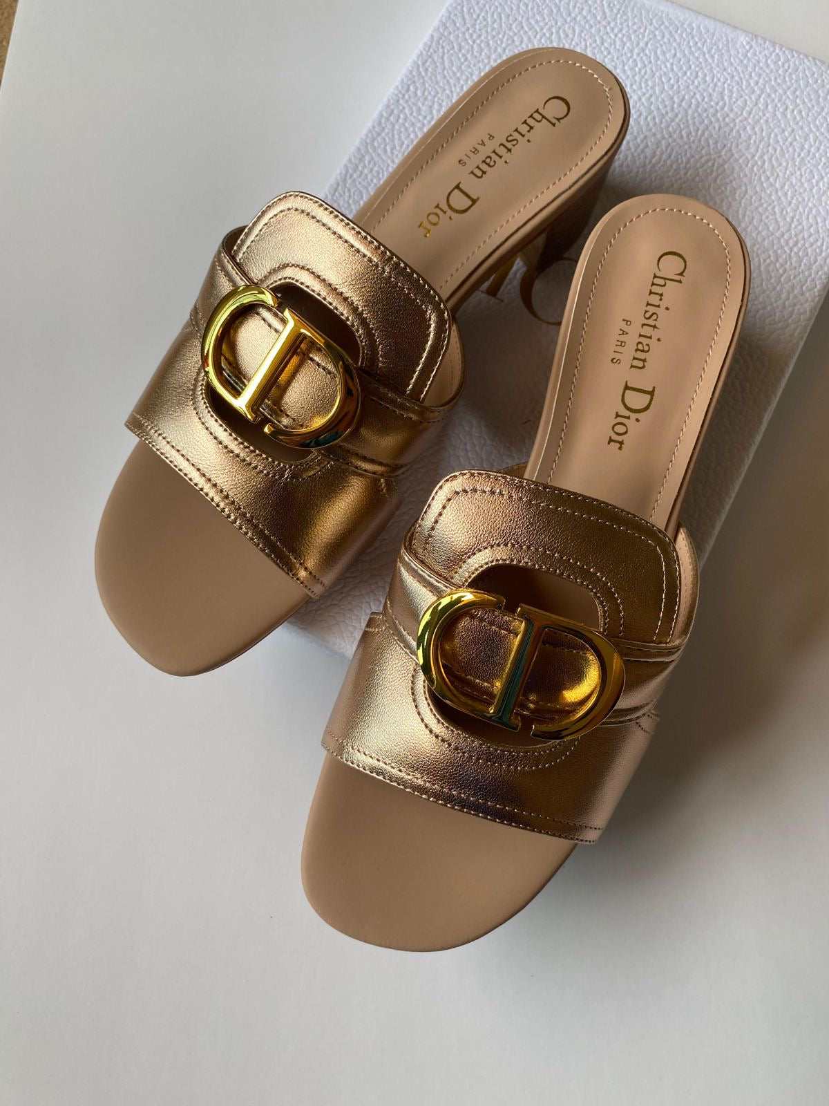 Dior sandals heels gold