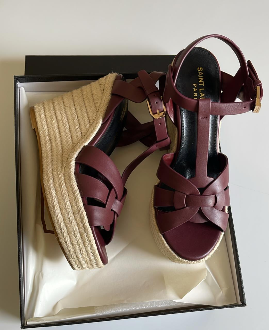 Ysl sandals heels - wedges maroon