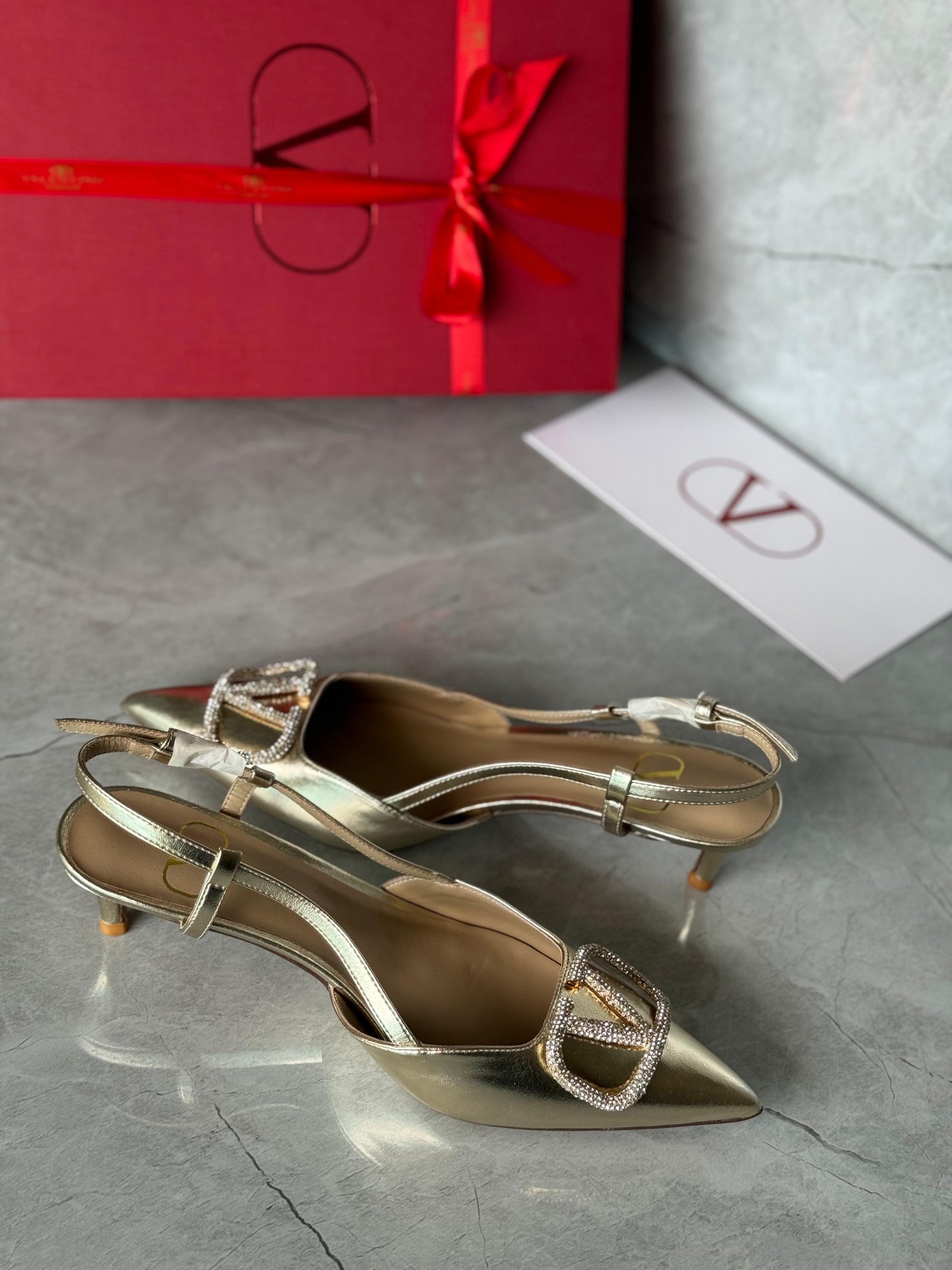 Valentino heels gold