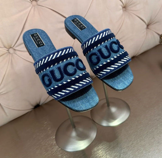 Gucci slippers - blue denim