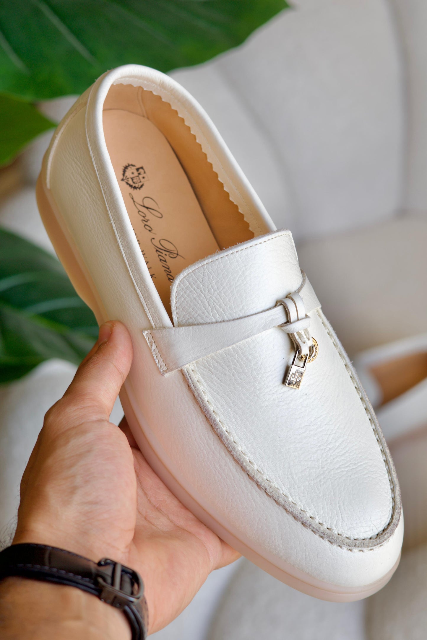 Loro piana loafers - white leather