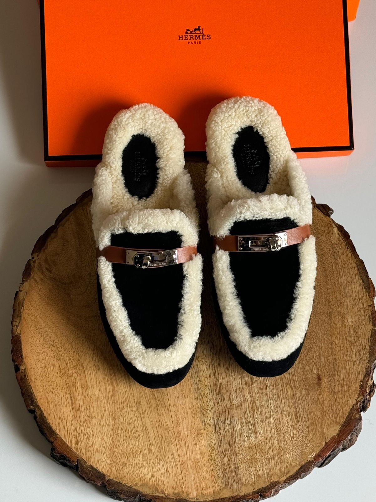 Hermes mules - fur