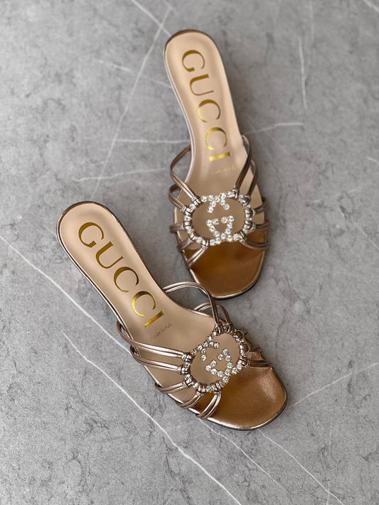 Gucci sandals heels bronze