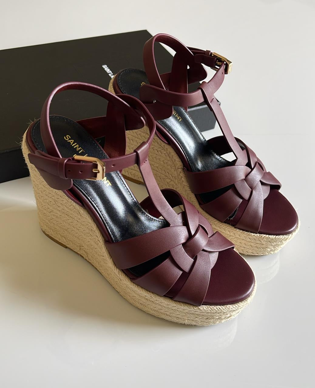 Ysl sandals heels - wedges maroon