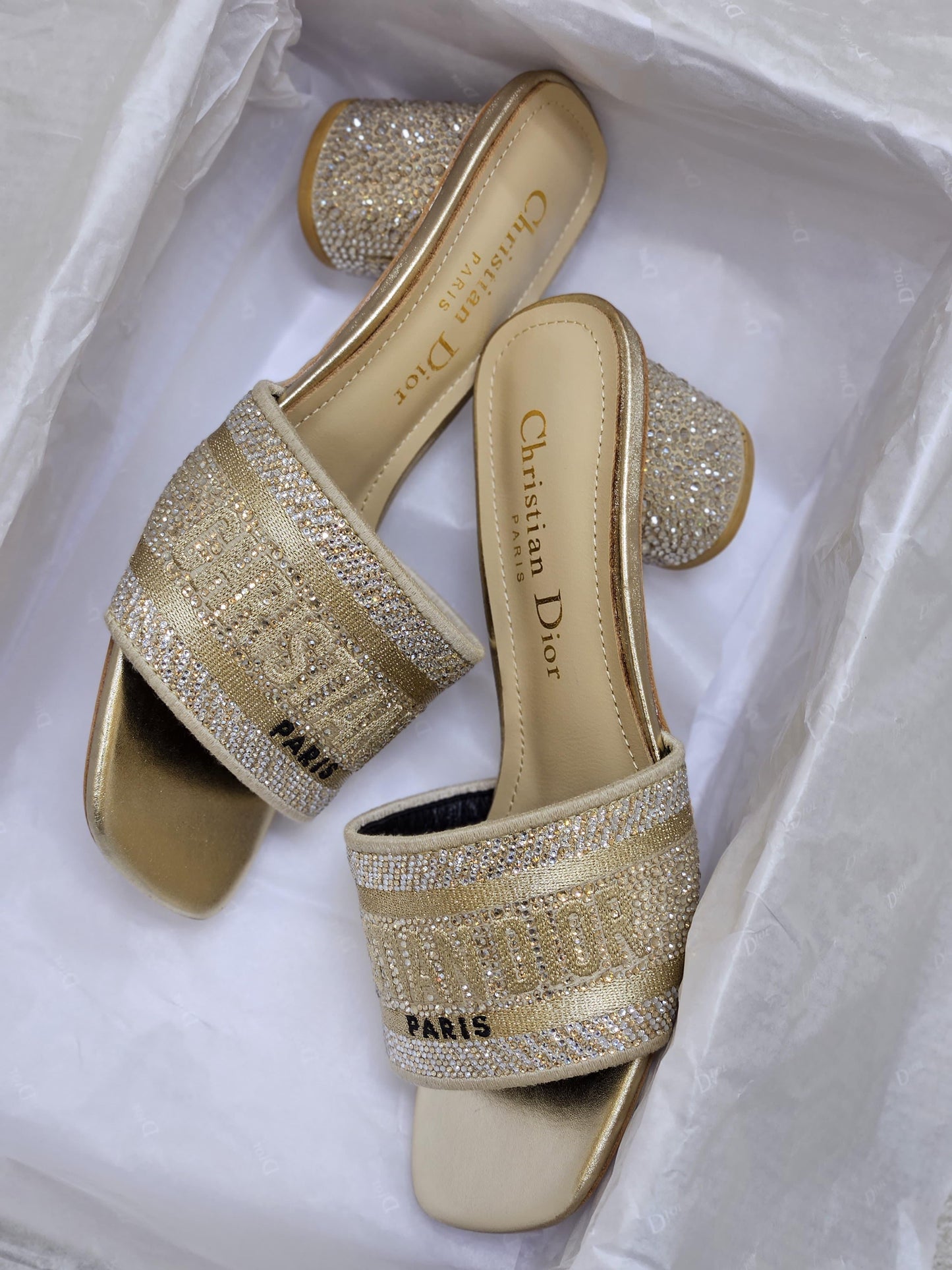 Dior sandals heels - gold