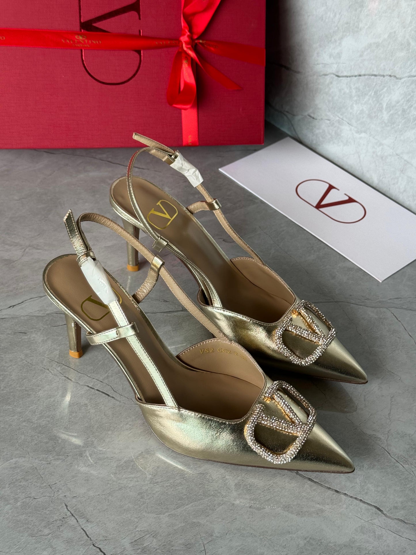 Valentino heels gold