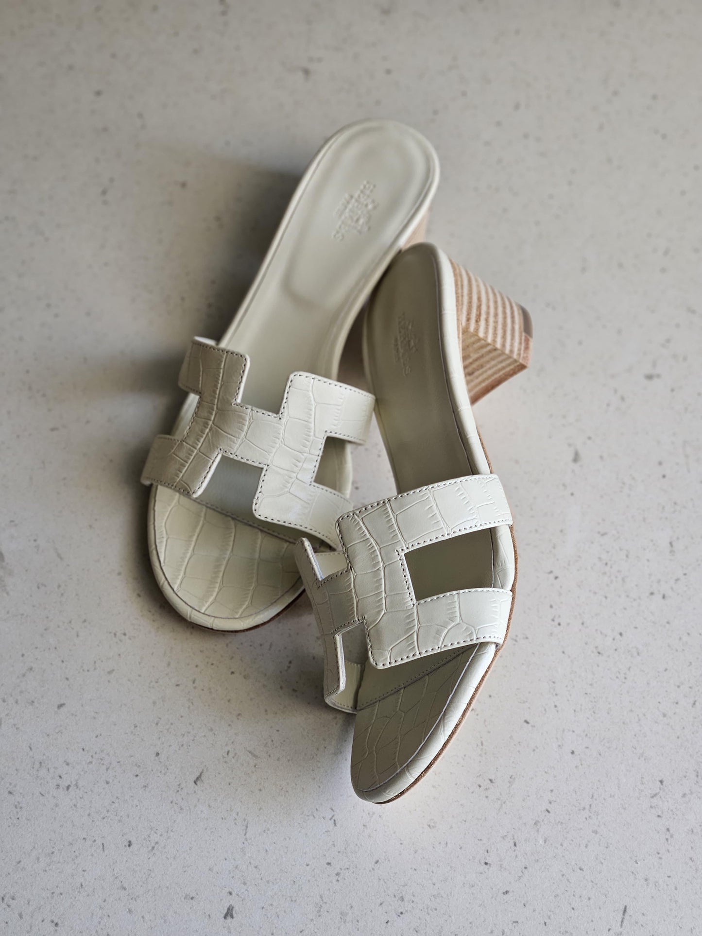 Hermes sandals heels white