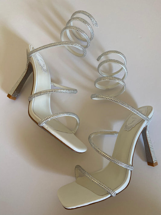 Rene caovilla sandals heels white