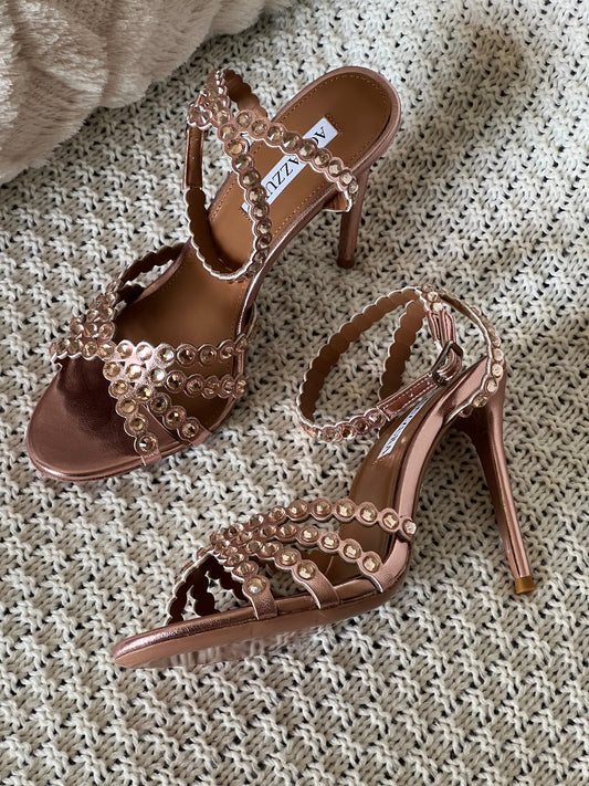 Aquazurra sandals heels- bronze