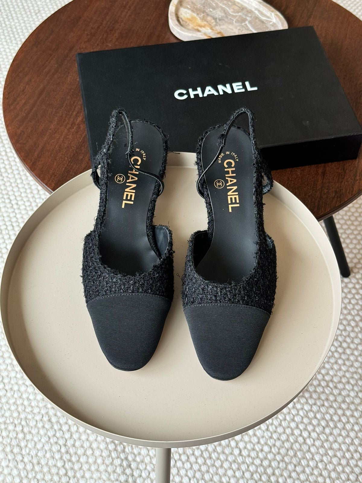 Chanel heels - tweed low heel