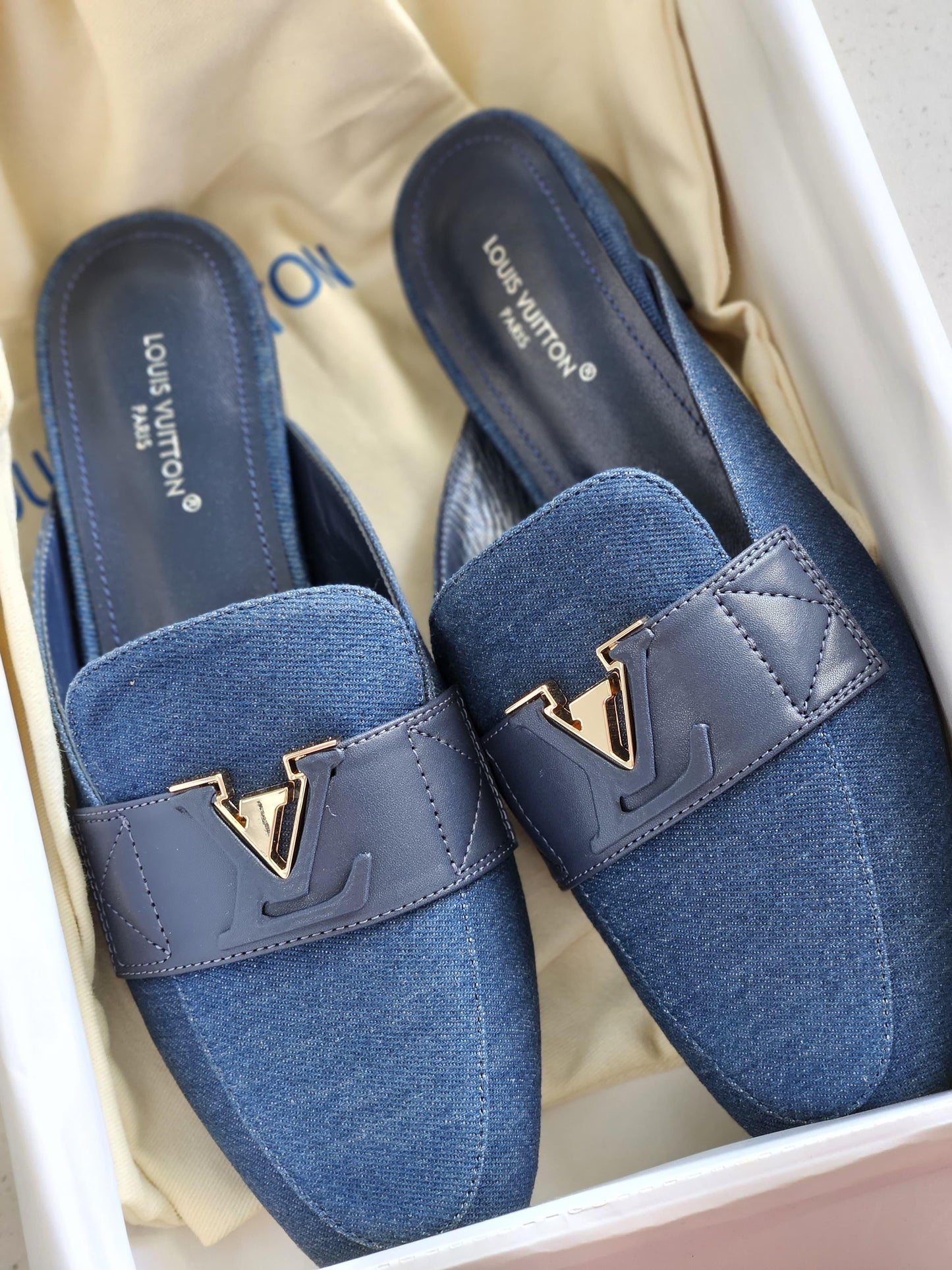 Lv mules  - suede navy blue