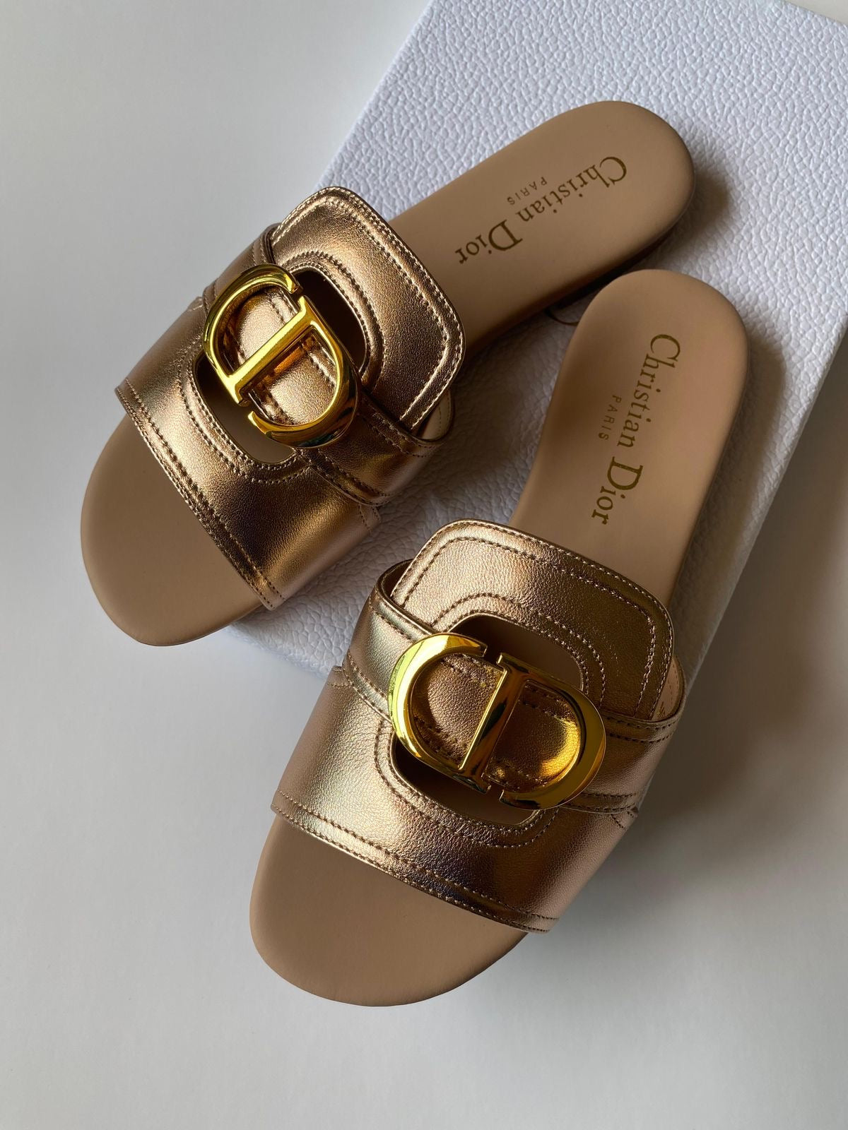 Dior slippers gold