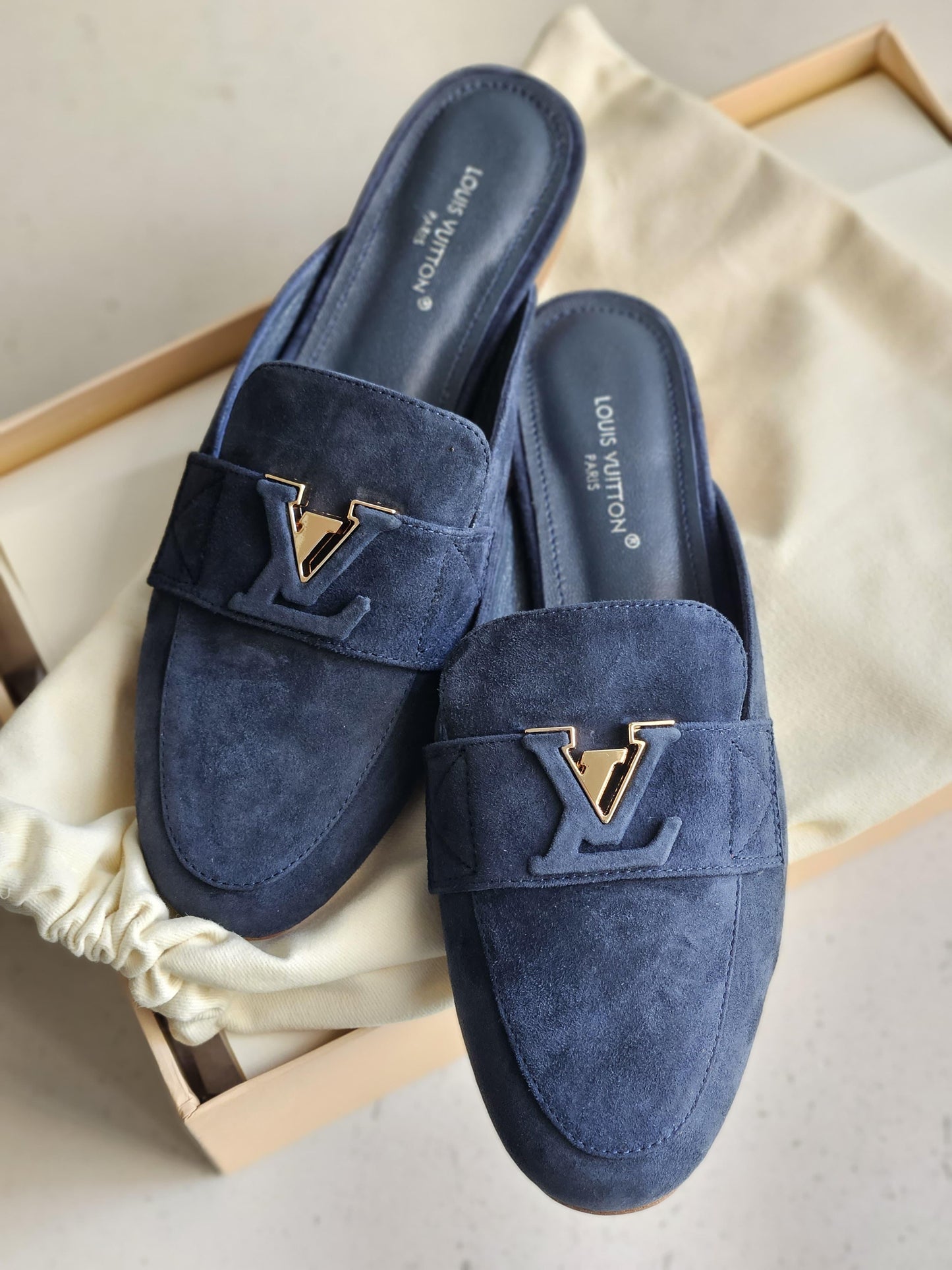 Lv mules  - suede navy blue