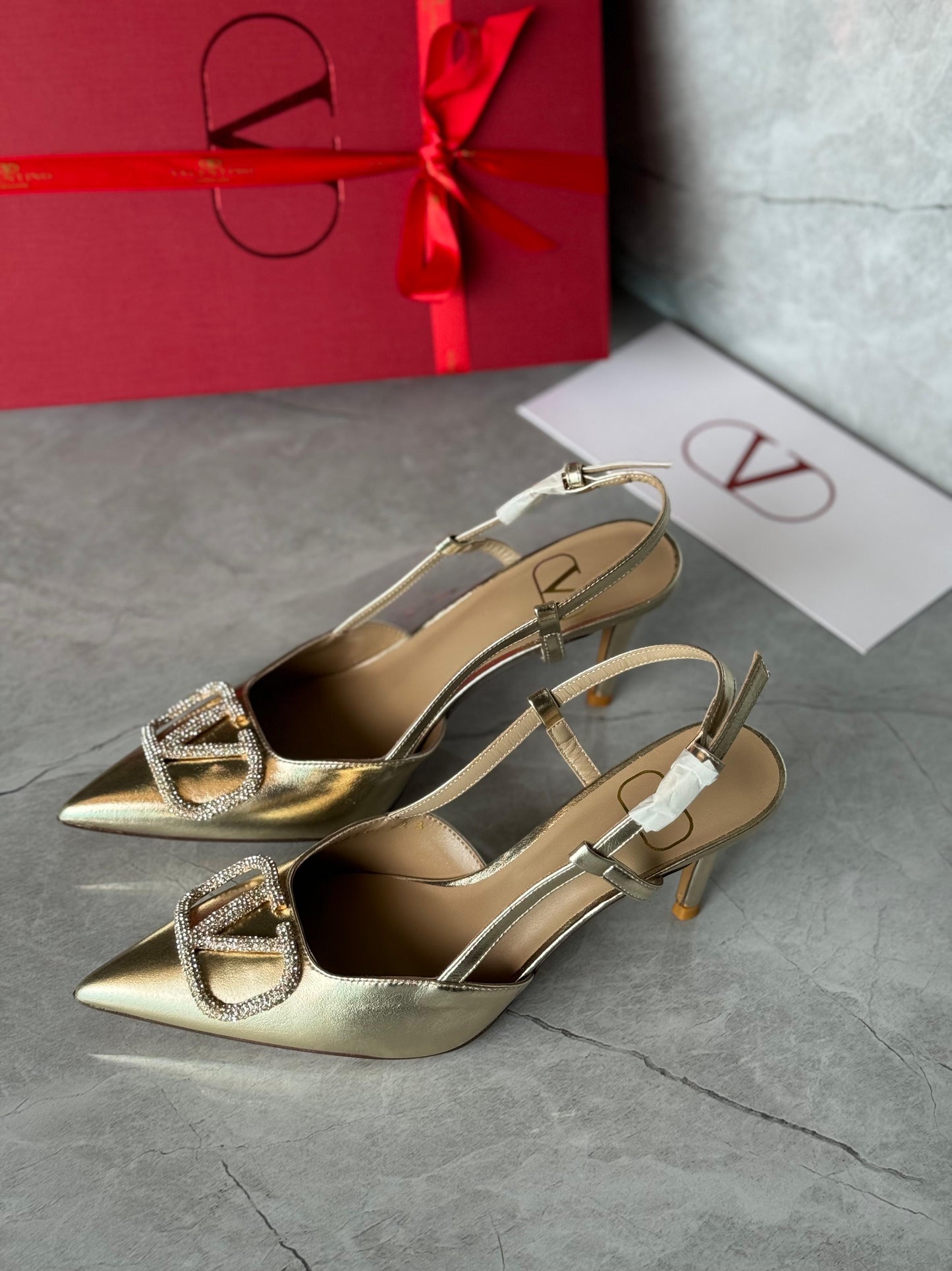 Valentino heels gold