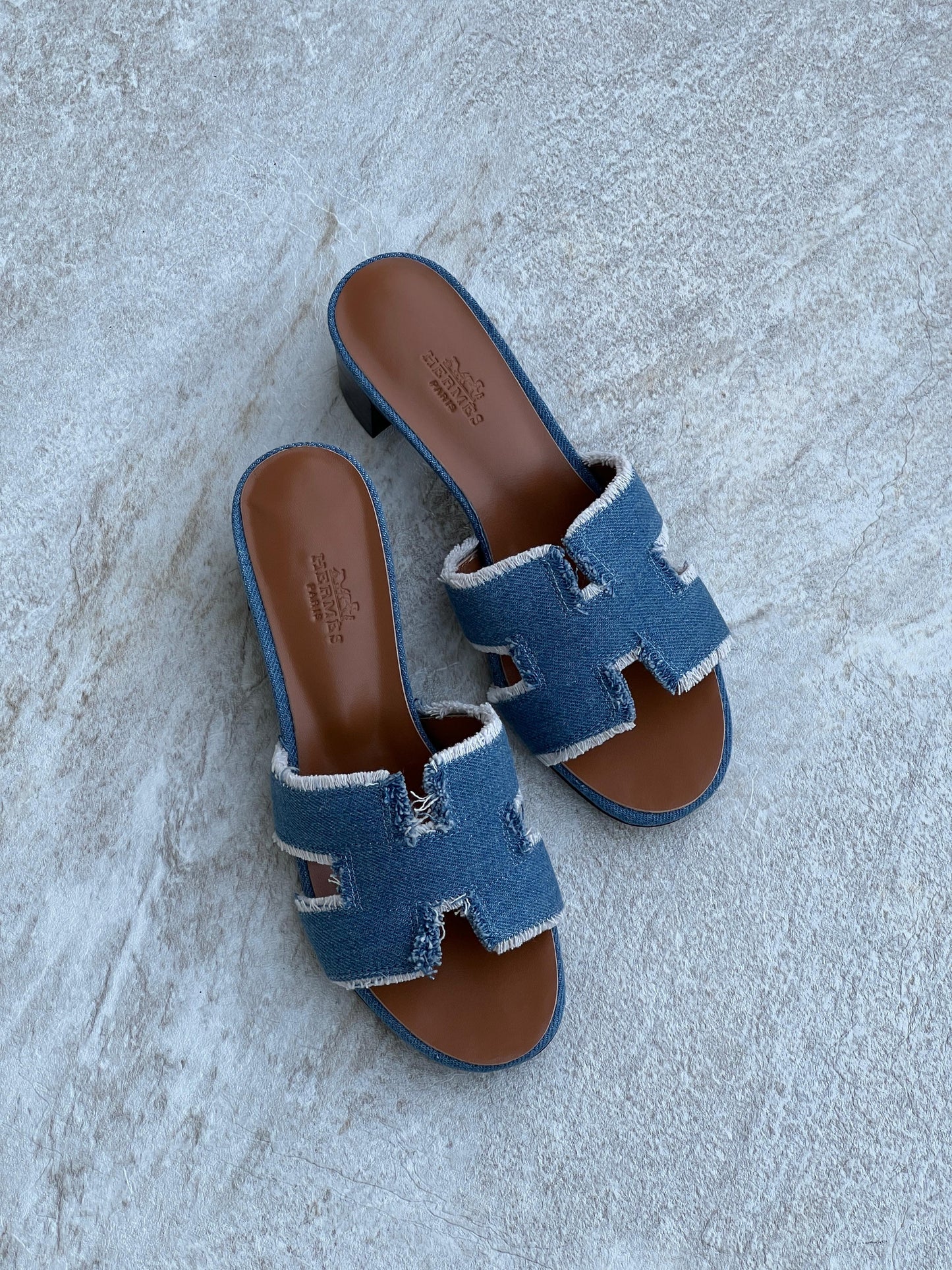 Hermes sandals heels - blue denim