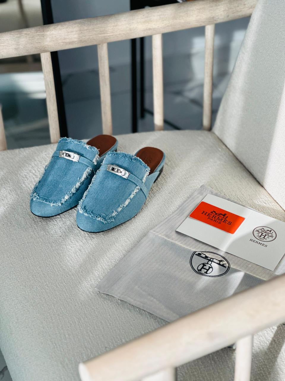 Hermes mules denim